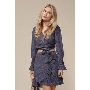 Gianni Bini Polka Dot Navy White Skirt Shirt Set